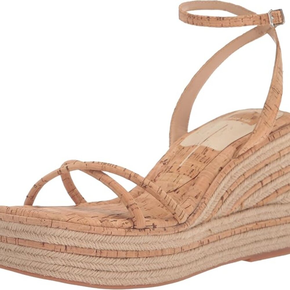 Dolce Vita Womens Elvia Ankle Strap Slip On Wedge Sandals Brown 11 Medium (B,M)